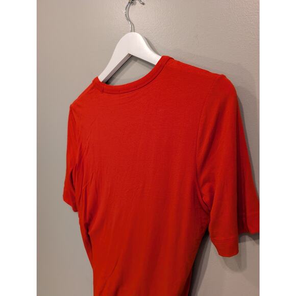 T by Alexander Wang Ruches Crepe Jersey Dress Red/Orange - Size L - Picture 4 of 8